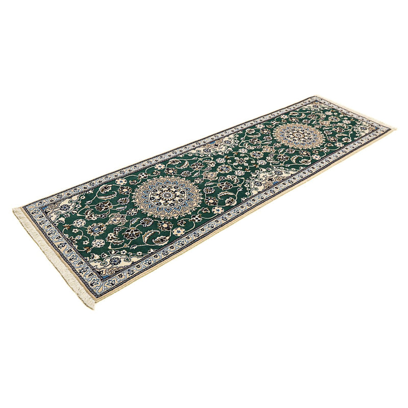 Alfombra de pasillo Alfombra Persa - Nain - Real - 200 x 60 cm - verde oscuro
