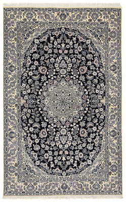 Alfombra Persa - Nain - Real - 204 x 128 cm - azul oscuro