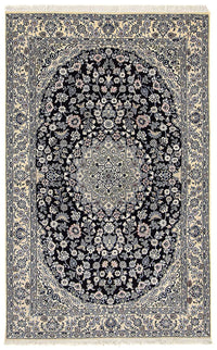 Alfombra Persa - Nain - Real - 204 x 128 cm - azul oscuro