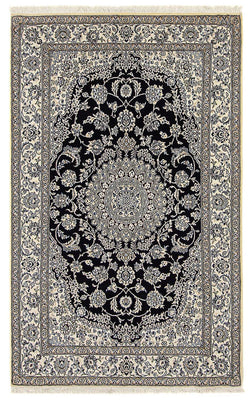 Alfombra Persa - Nain - Real - 249 x 155 cm - azul oscuro