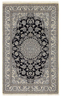 Alfombra Persa - Nain - Real - 249 x 155 cm - azul oscuro