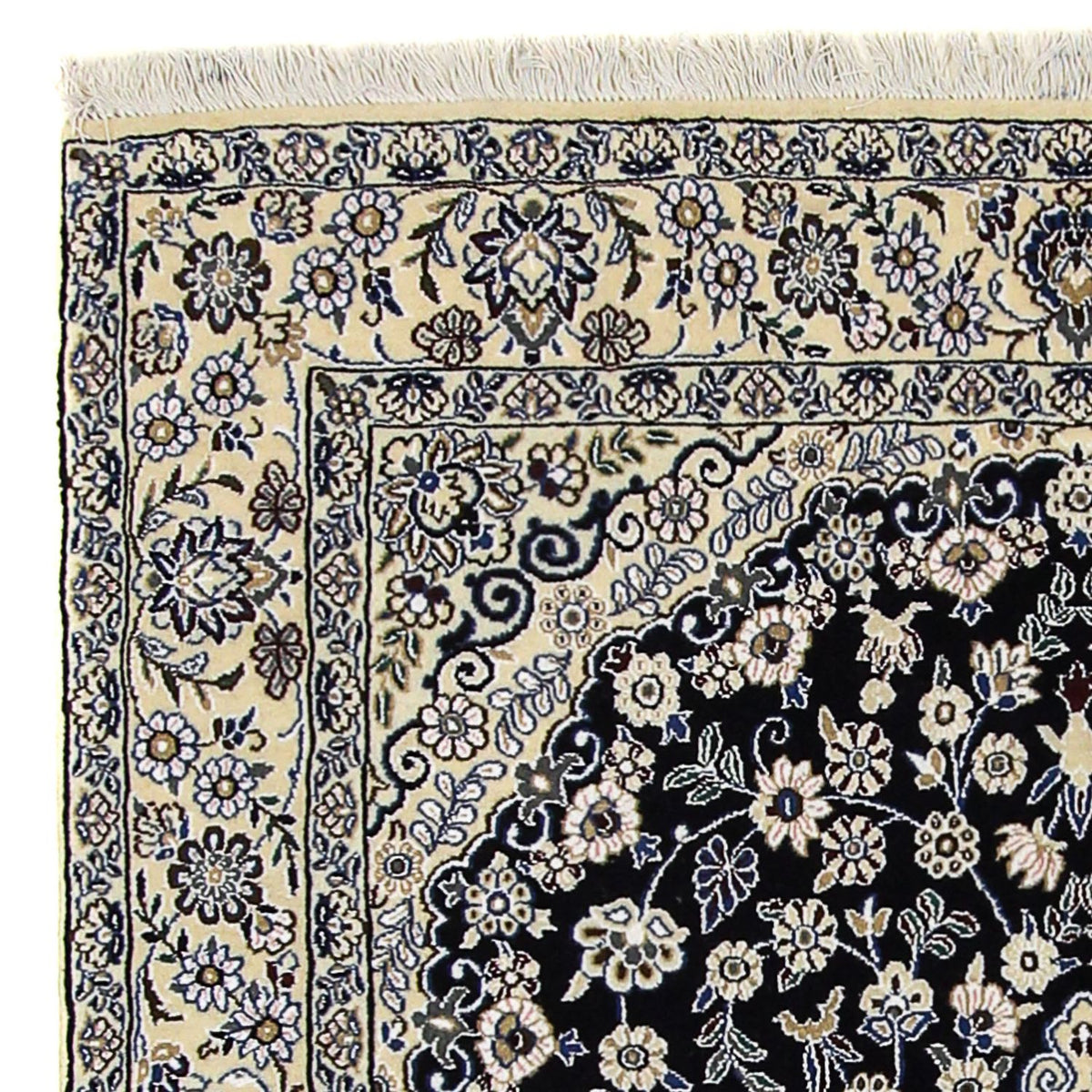 Alfombra Persa - Nain - Real - 202 x 130 cm - azul oscuro