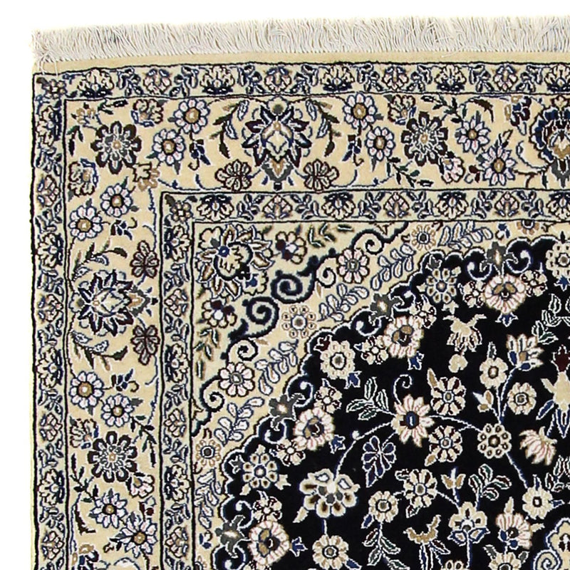 Alfombra Persa - Nain - Real - 202 x 130 cm - azul oscuro