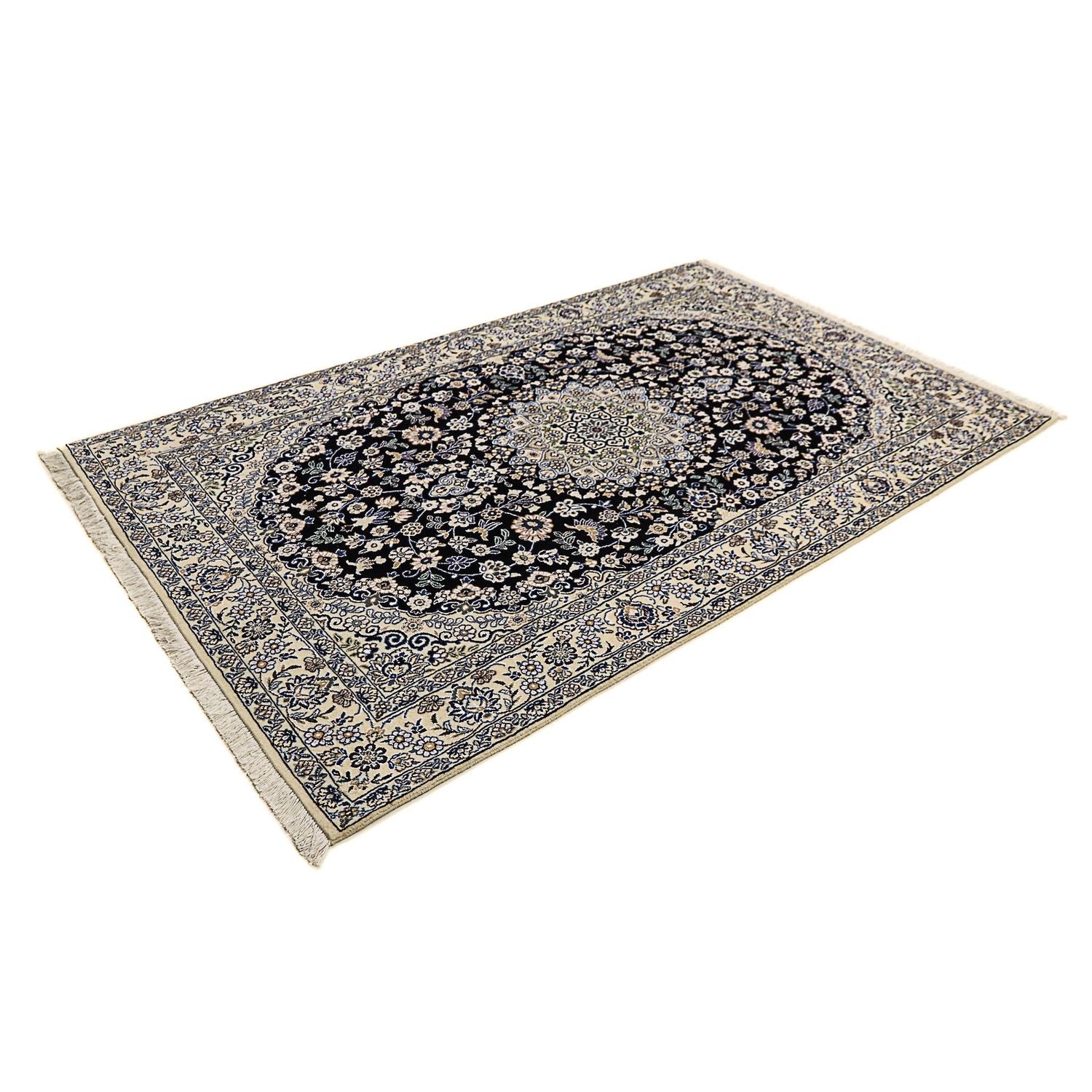 Alfombra Persa - Nain - Real - 202 x 130 cm - azul oscuro