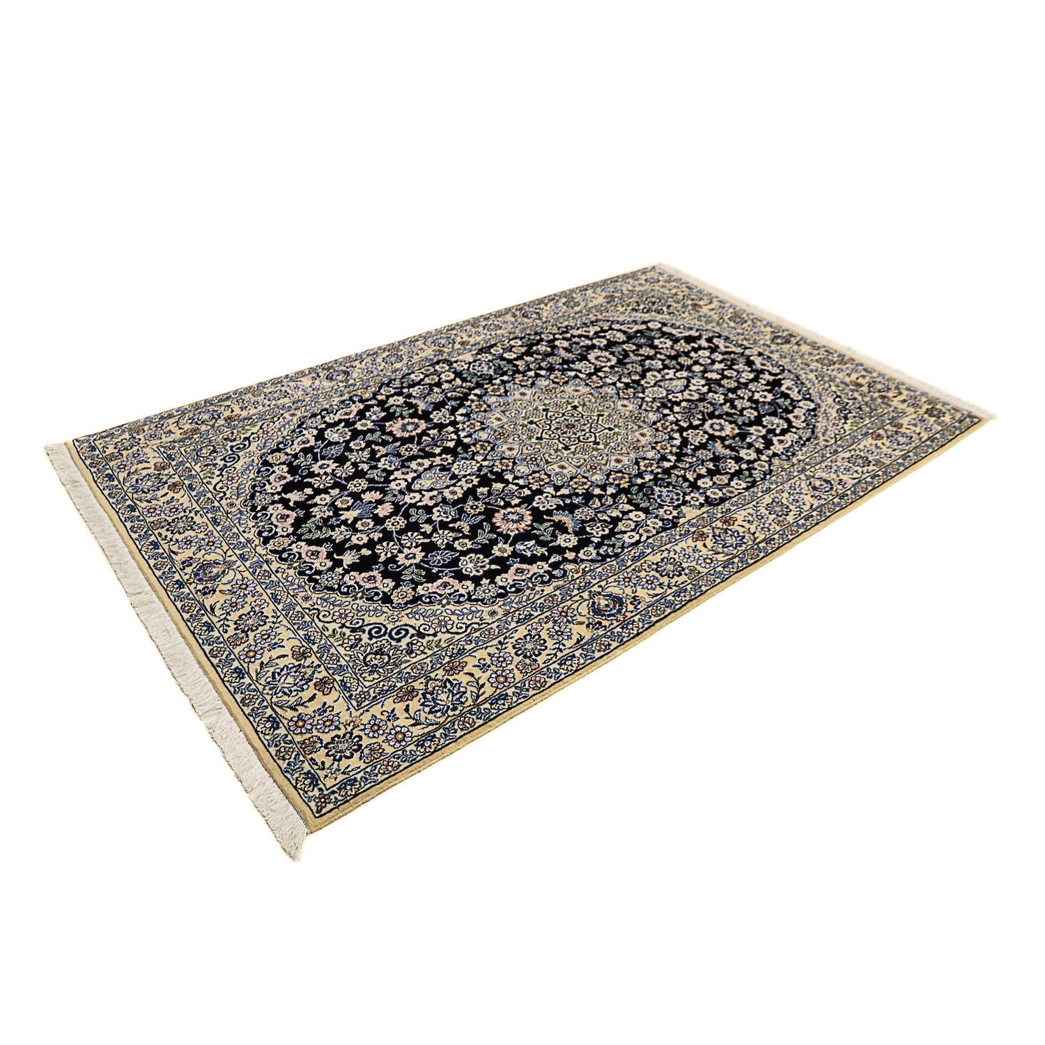 Alfombra Persa - Nain - Real - 202 x 132 cm - azul oscuro