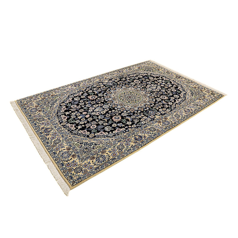 Alfombra Persa - Nain - Real - 202 x 132 cm - azul oscuro