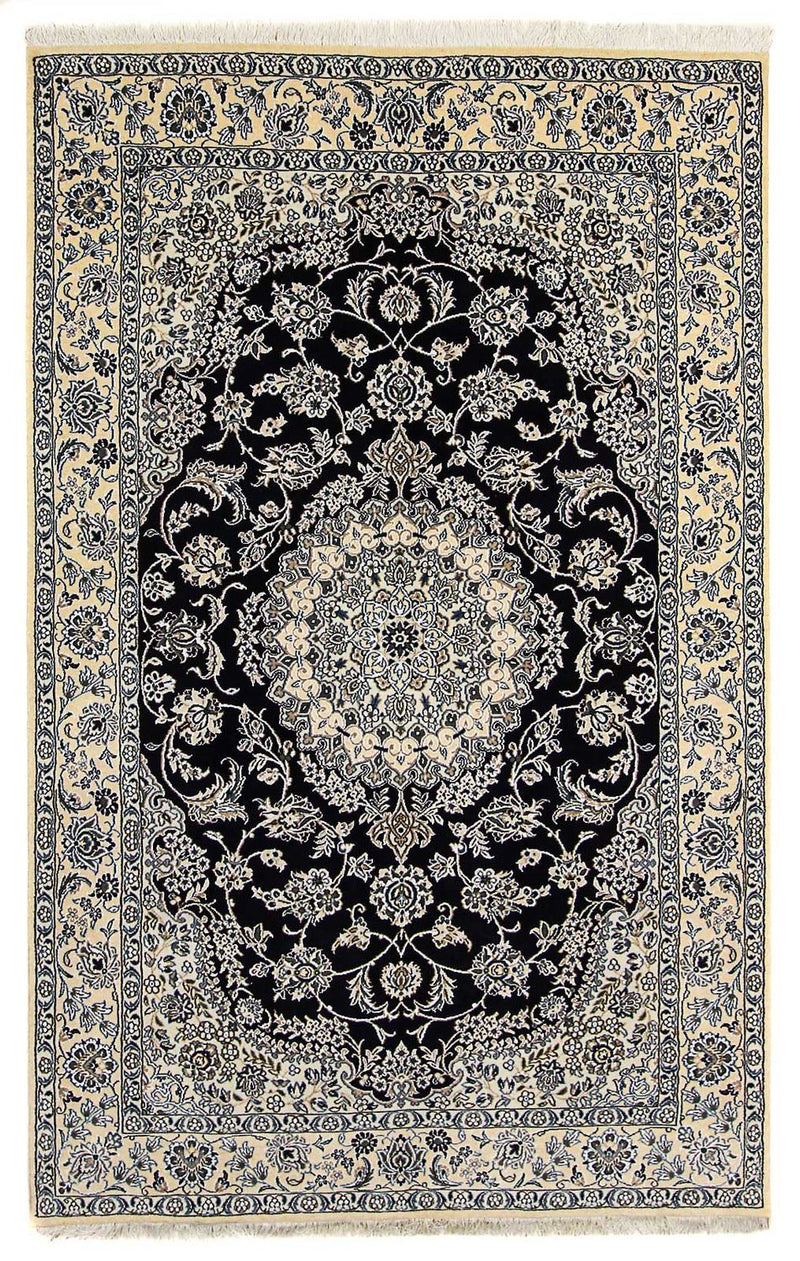 Alfombra Persa - Nain - Real - 246 x 154 cm - azul oscuro