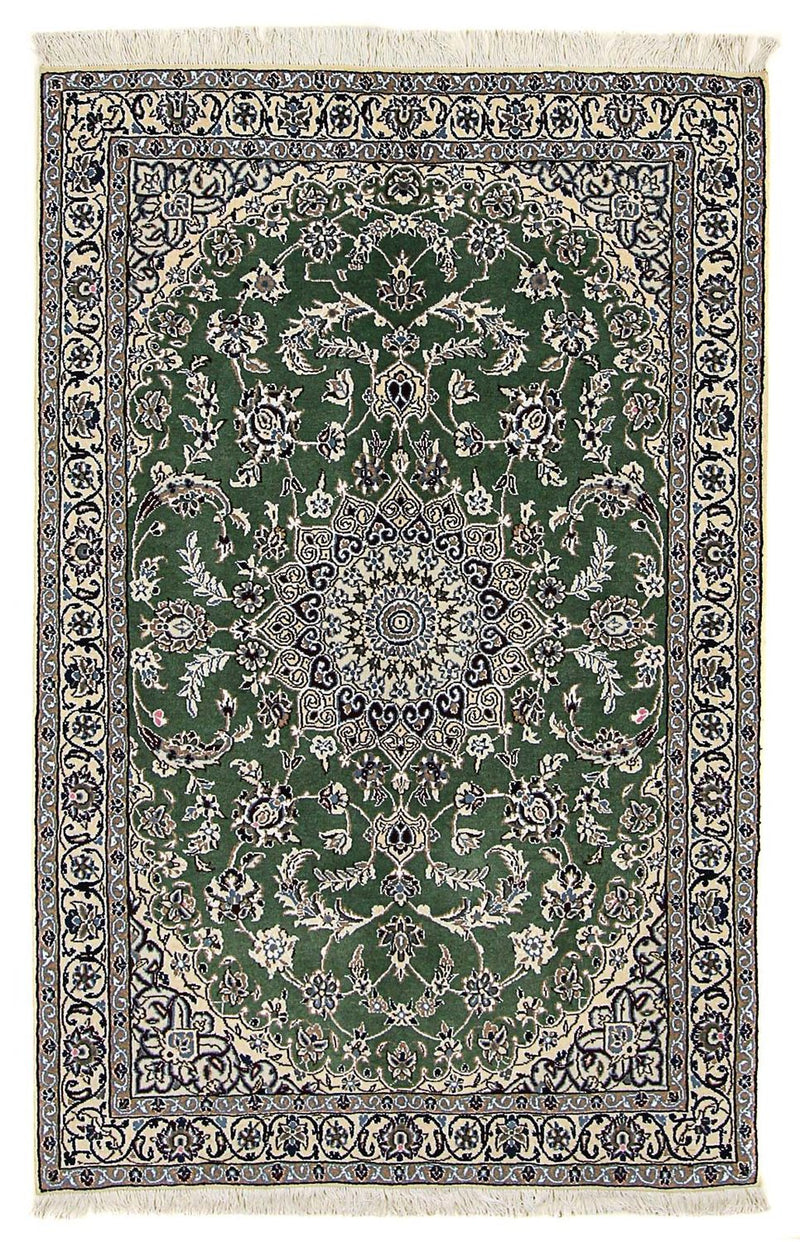 Alfombra Persa - Nain - Real - 185 x 118 cm - verde oscuro