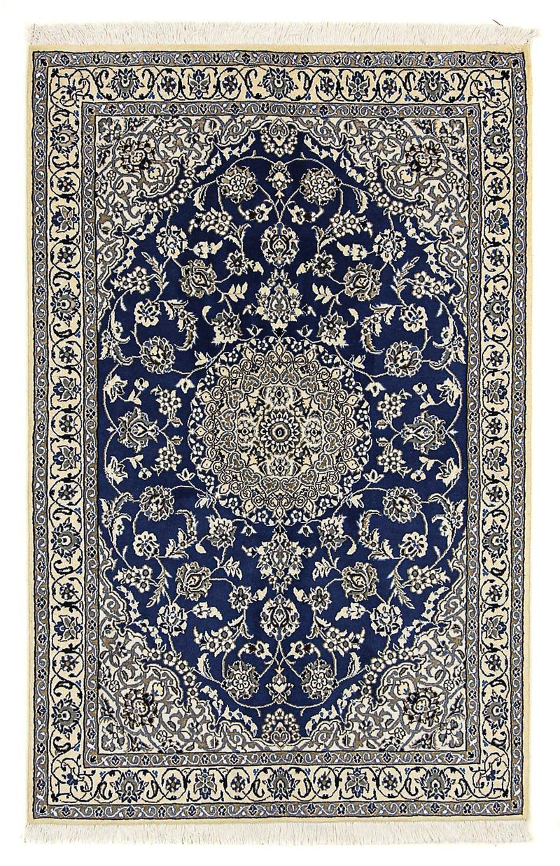 Alfombra Persa - Nain - Real - 179 x 117 cm - azul oscuro