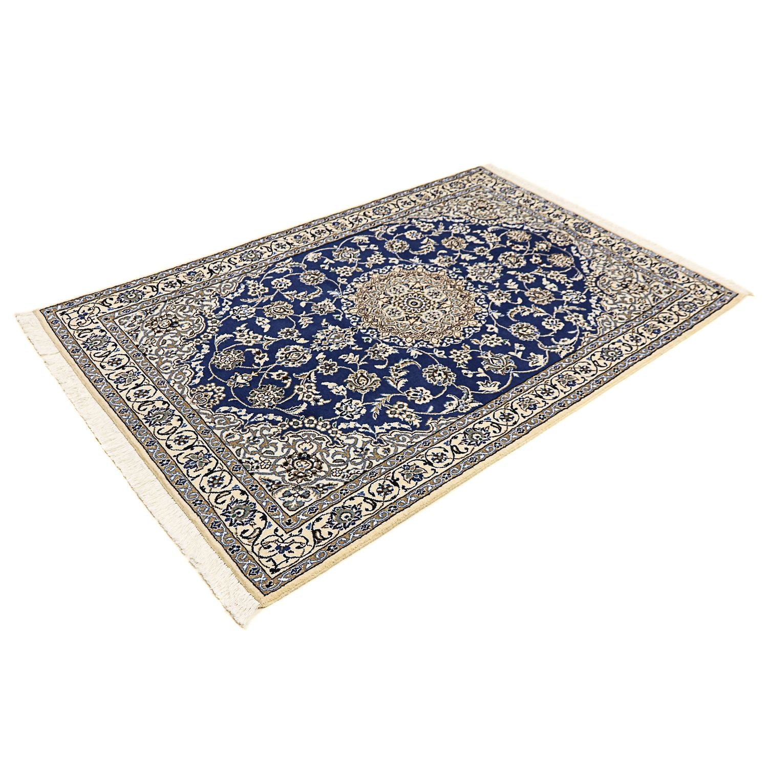 Alfombra Persa - Nain - Real - 179 x 117 cm - azul oscuro
