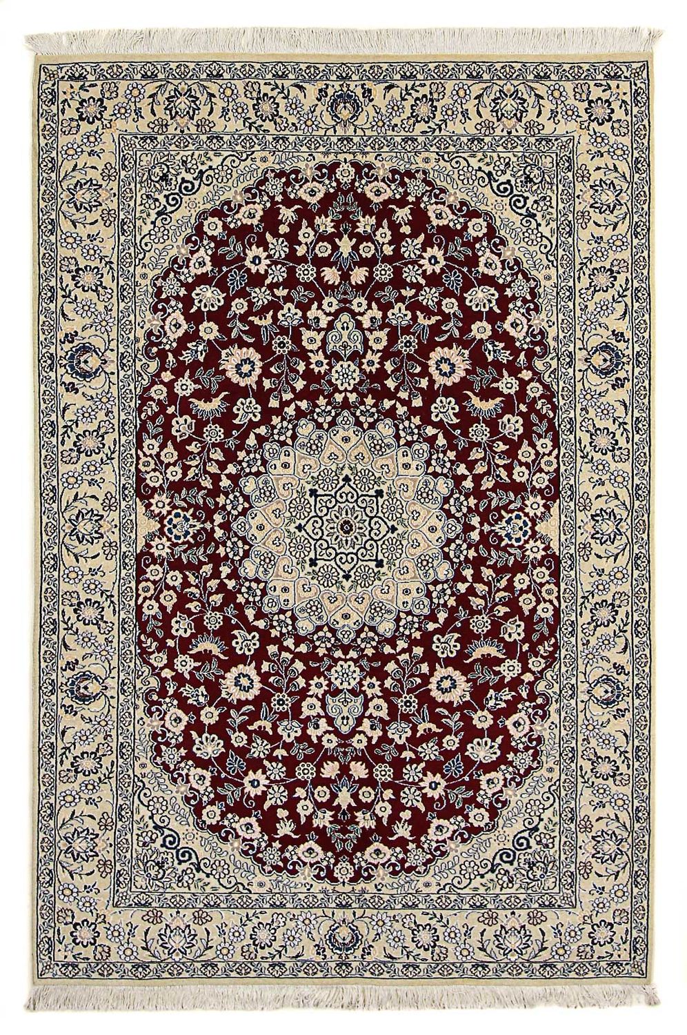 Alfombra Persa - Nain - Real - 218 x 156 cm - rojo oscuro