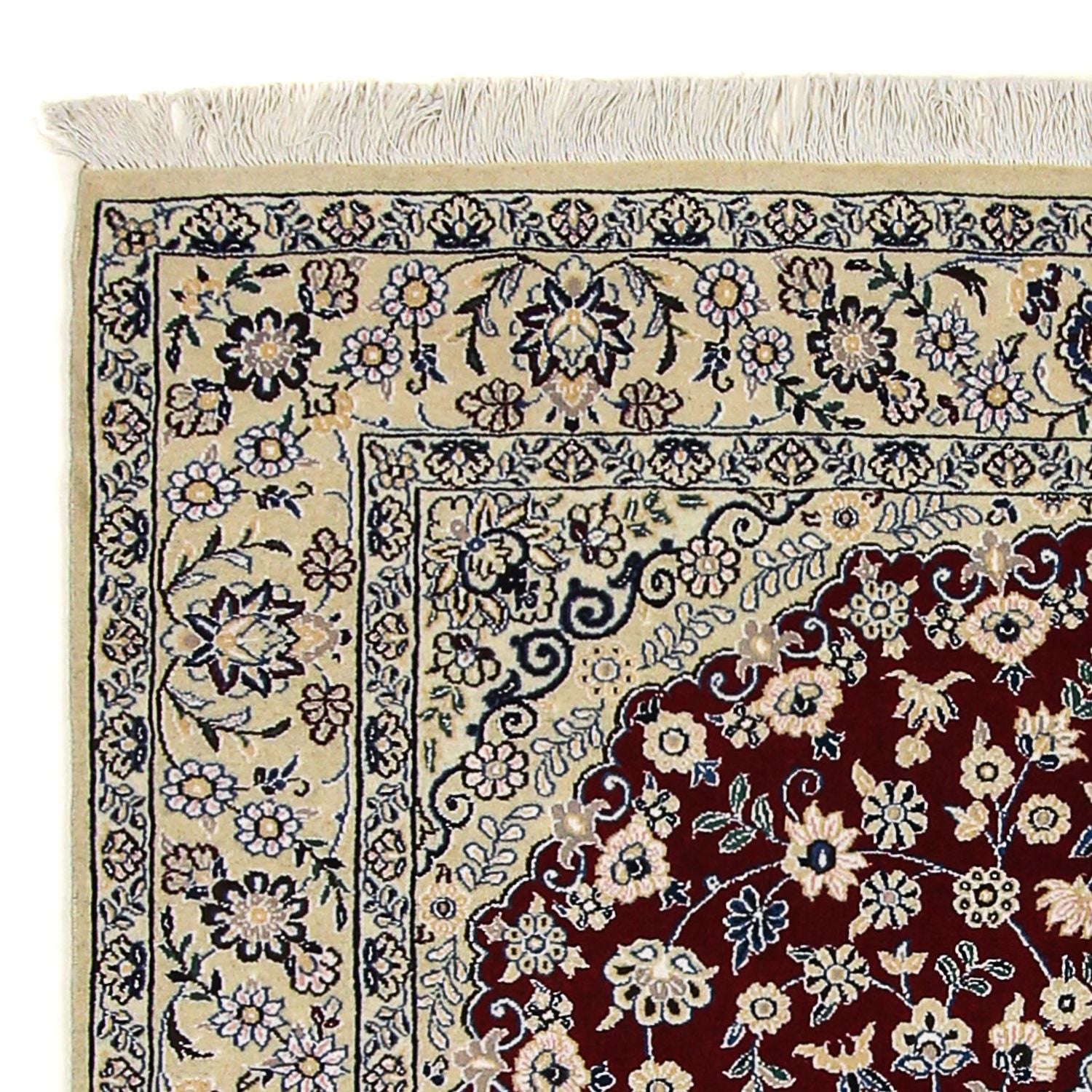 Alfombra Persa - Nain - Real - 218 x 156 cm - rojo oscuro