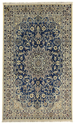 Alfombra Persa - Nain - Real - 202 x 125 cm - azul oscuro