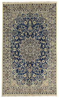 Alfombra Persa - Nain - Real - 202 x 125 cm - azul oscuro