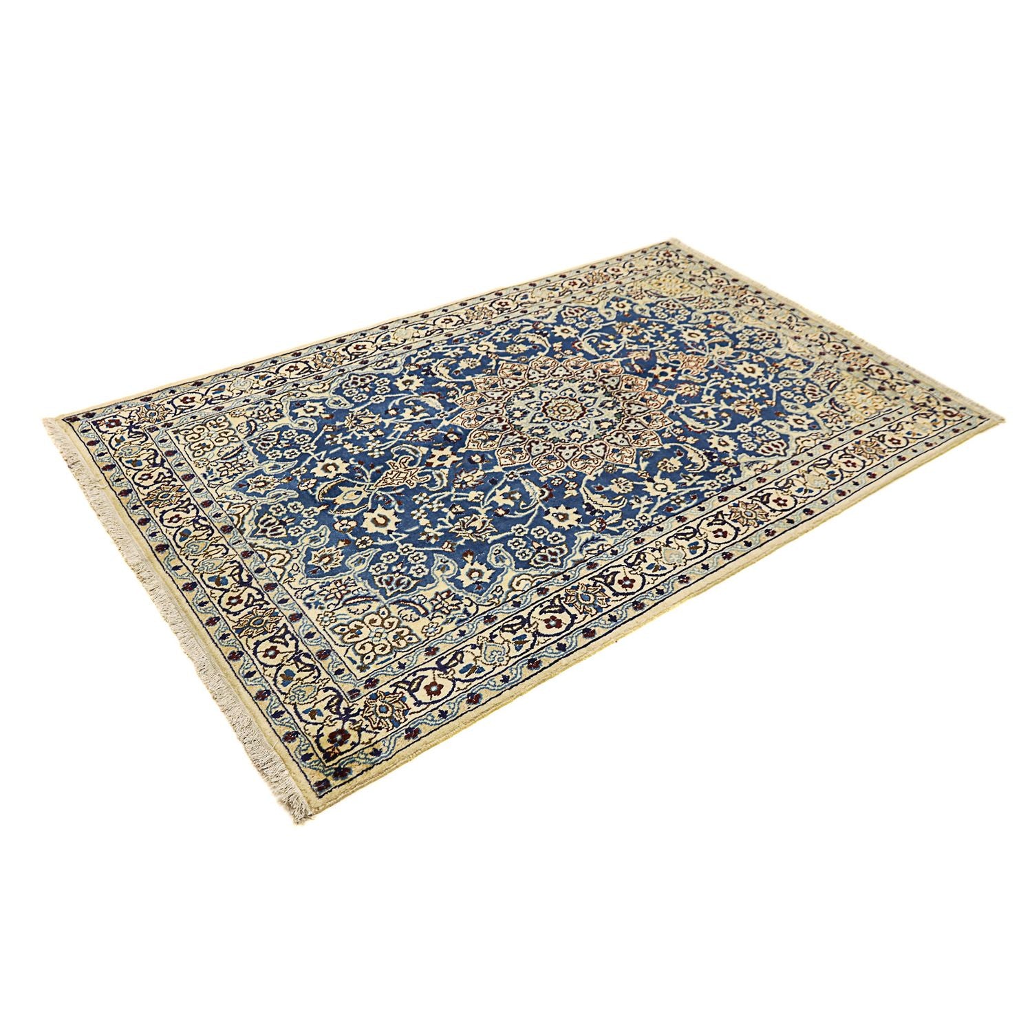Alfombra Persa - Nain - Real - 202 x 125 cm - azul oscuro