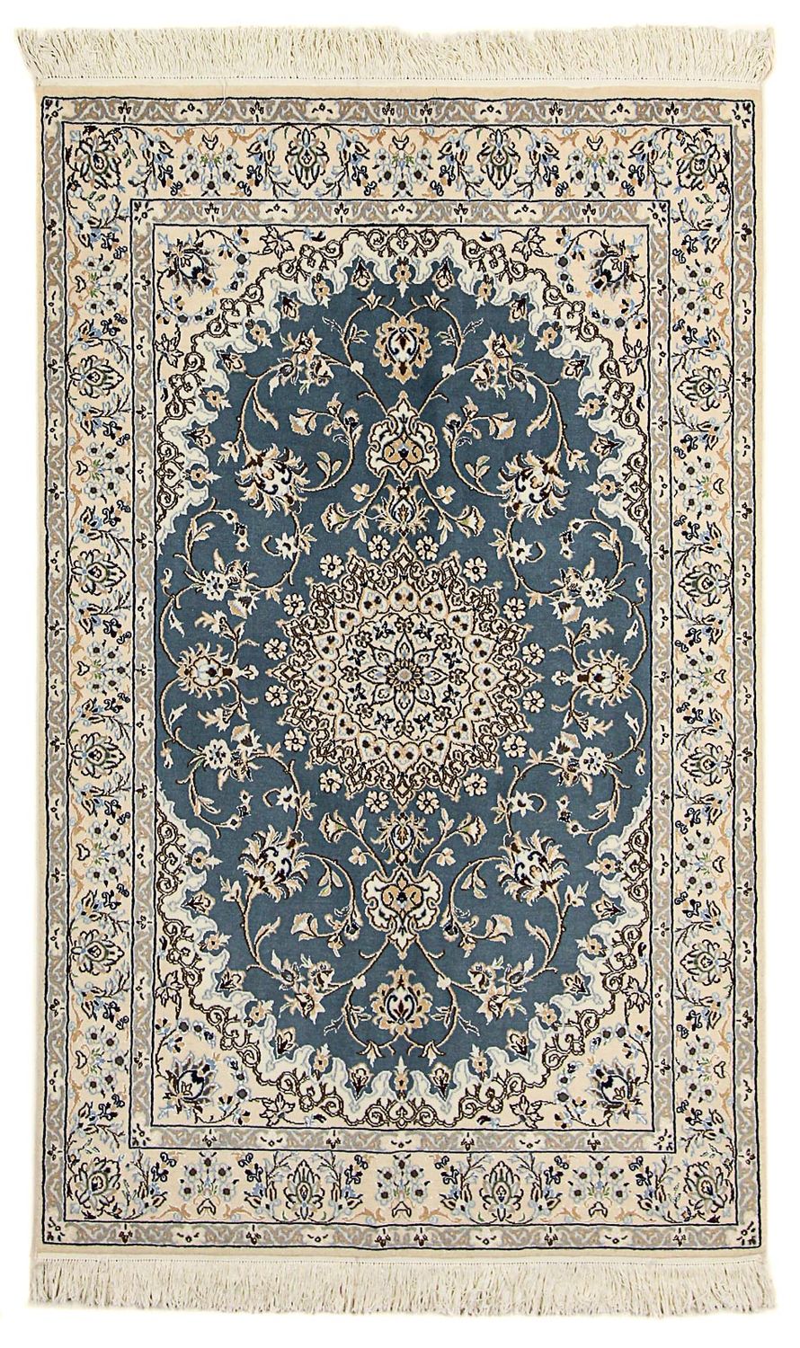 Alfombra Persa - Nain - Real - 204 x 128 cm - azul oscuro