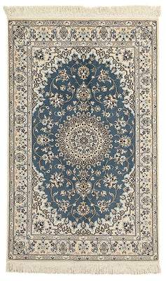 Alfombra Persa - Nain - Real - 204 x 128 cm - azul oscuro