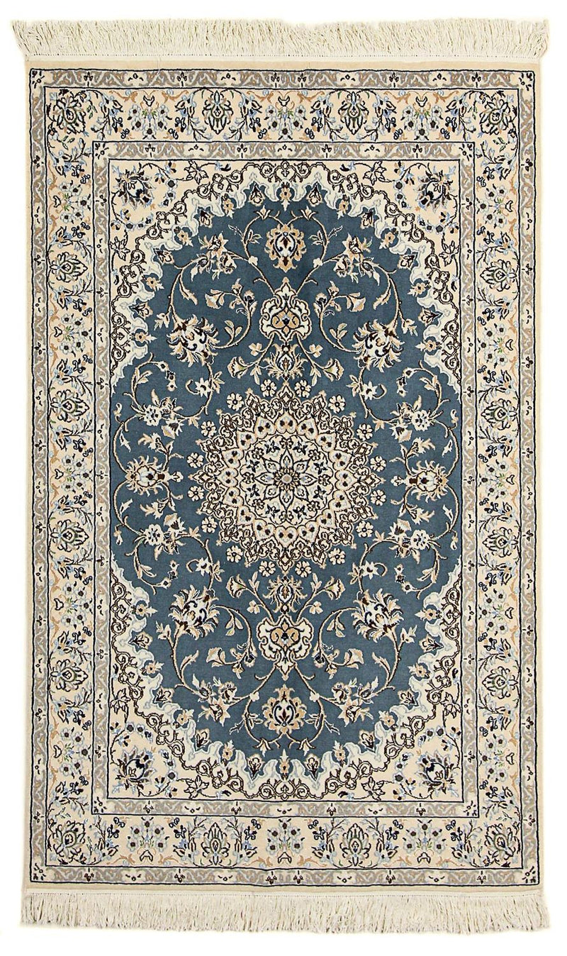 Alfombra Persa - Nain - Real - 204 x 128 cm - azul oscuro