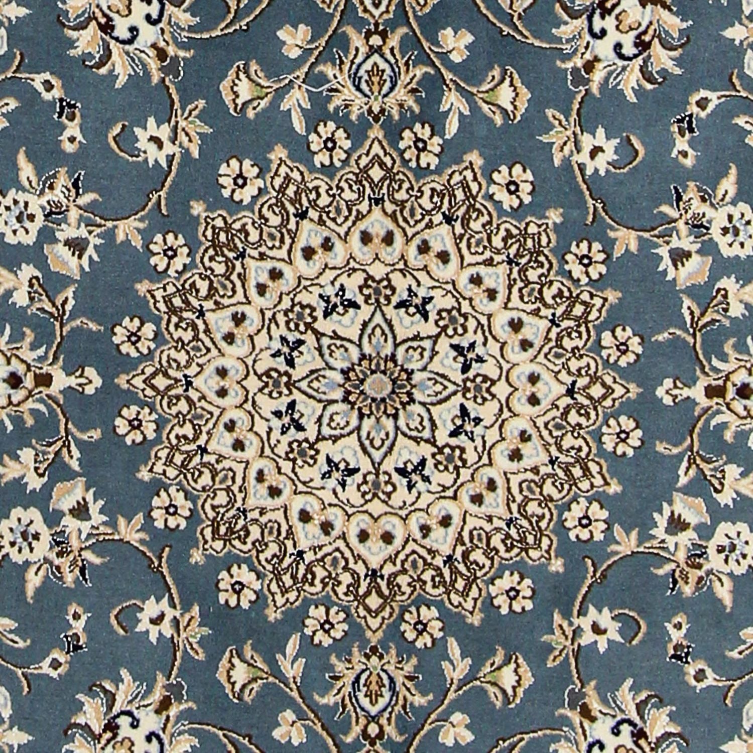 Alfombra Persa - Nain - Real - 204 x 128 cm - azul oscuro