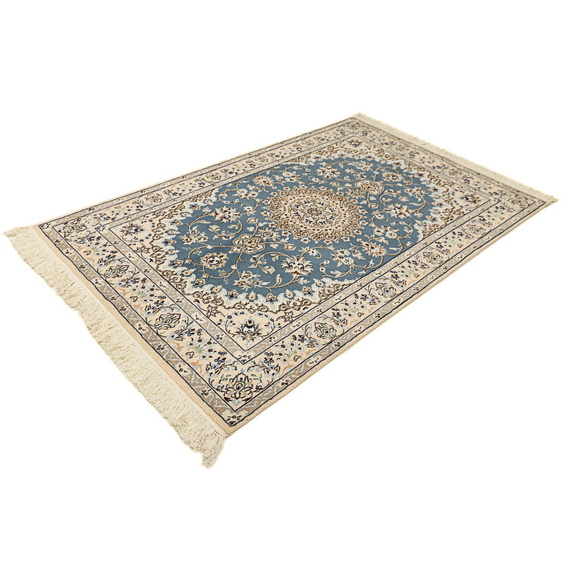 Alfombra Persa - Nain - Real - 204 x 128 cm - azul oscuro