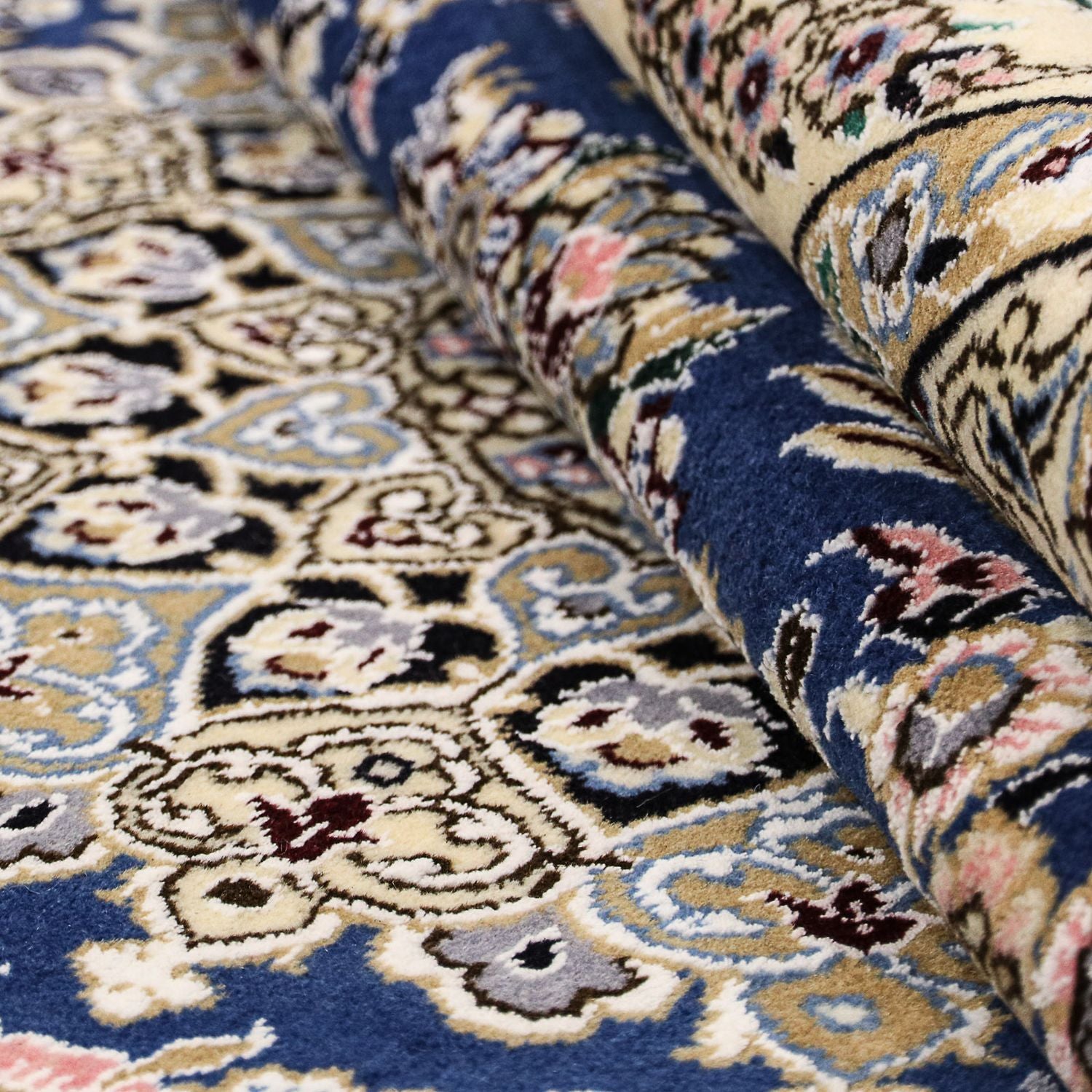 Alfombra Persa - Nain - Real - 205 x 150 cm - azul oscuro