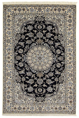 Alfombra Persa - Nain - Real - 233 x 155 cm - azul oscuro