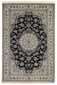 Alfombra Persa - Nain - Real - 233 x 155 cm - azul oscuro