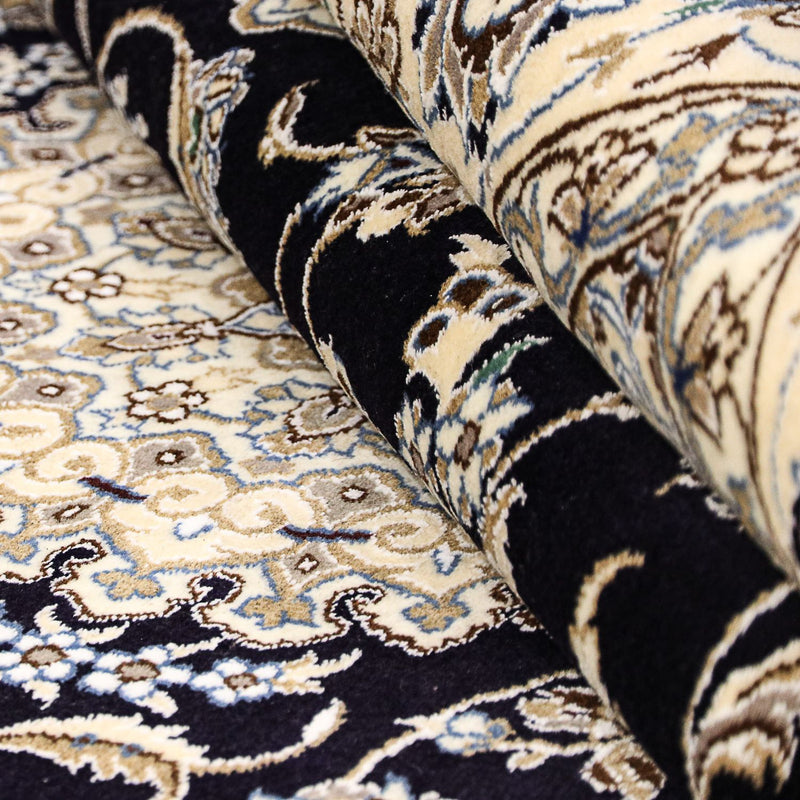 Alfombra Persa - Nain - Real - 233 x 155 cm - azul oscuro