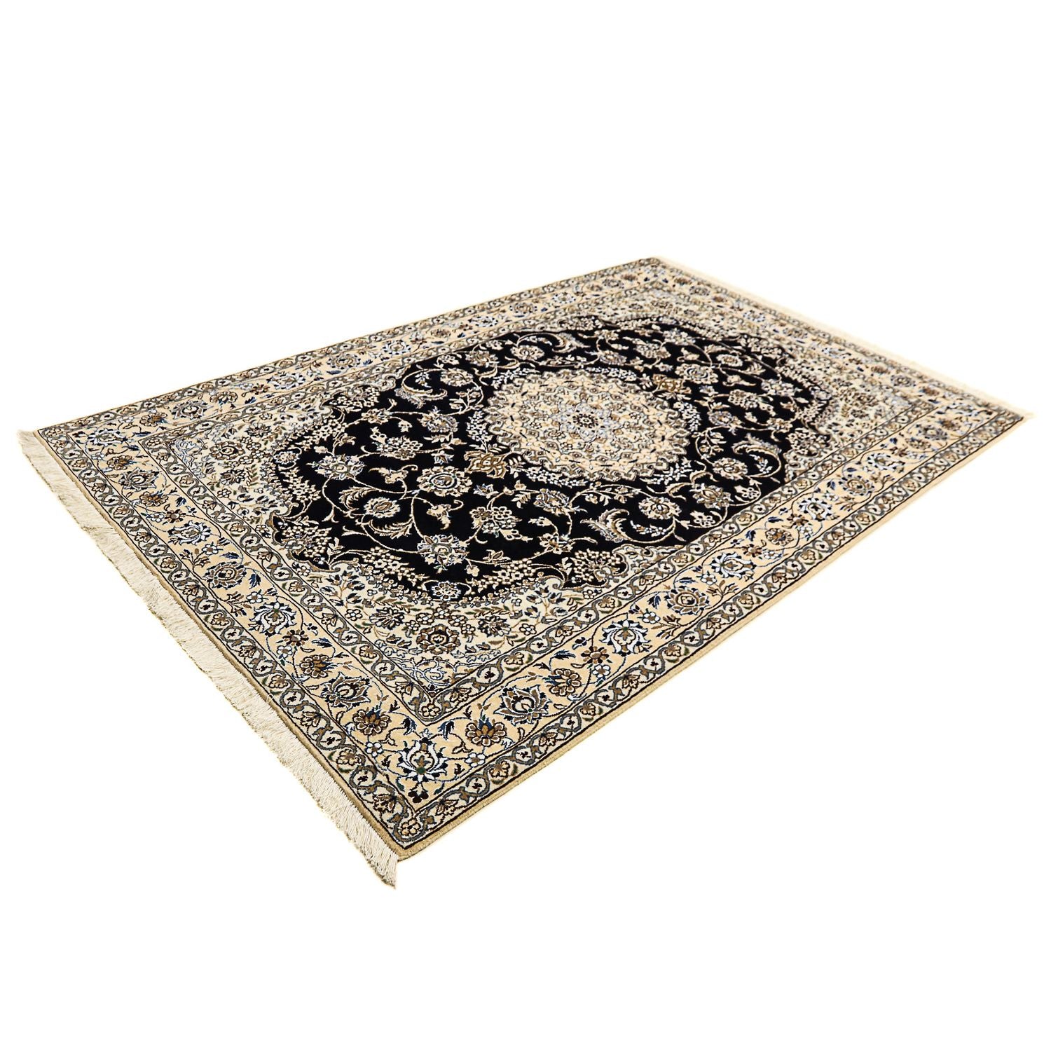 Alfombra Persa - Nain - Real - 233 x 155 cm - azul oscuro