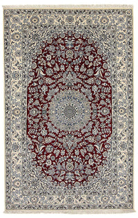 Alfombra Persa - Nain - Real - 248 x 148 cm - rojo oscuro