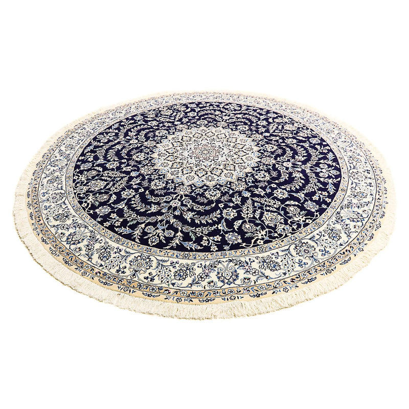 Alfombra Persa - Nain - Real redondo  - 260 x 260 cm - azul oscuro