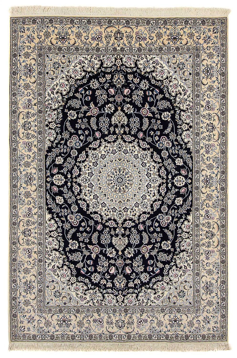 Alfombra Persa - Nain - Real - 303 x 205 cm - azul oscuro