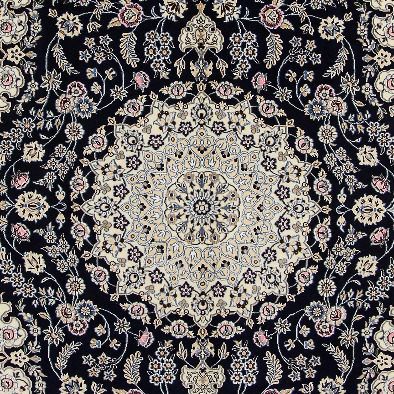 Alfombra Persa - Nain - Real - 303 x 205 cm - azul oscuro