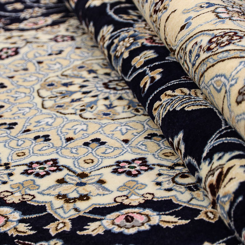 Alfombra Persa - Nain - Real - 303 x 205 cm - azul oscuro