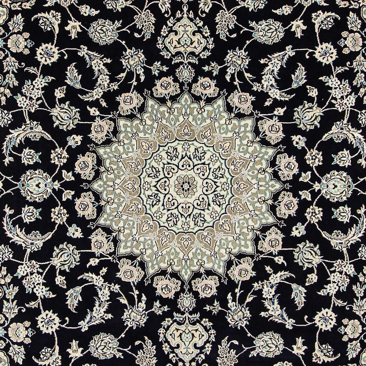 Alfombra Persa - Nain - Real - 345 x 246 cm - azul oscuro