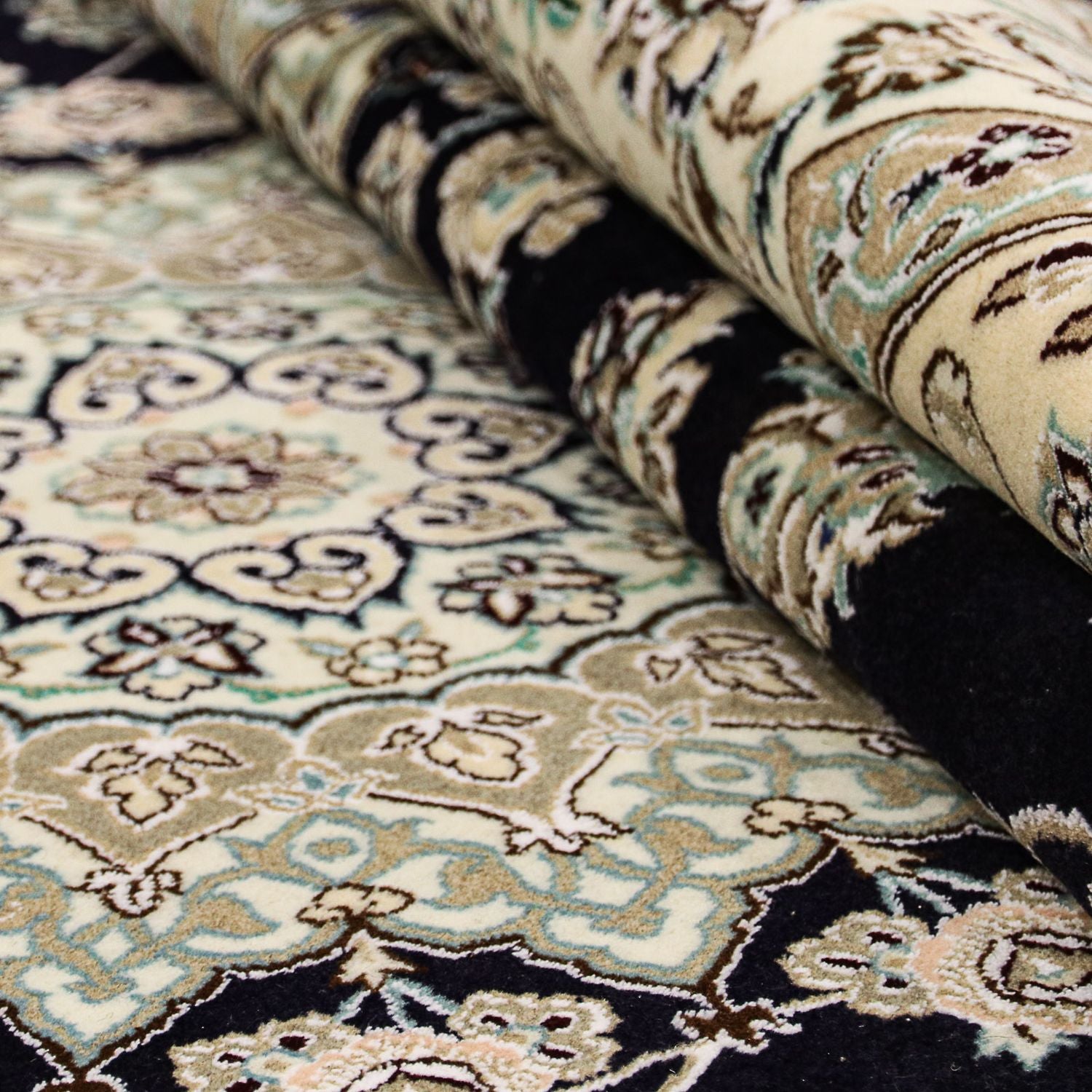 Alfombra Persa - Nain - Real - 345 x 246 cm - azul oscuro