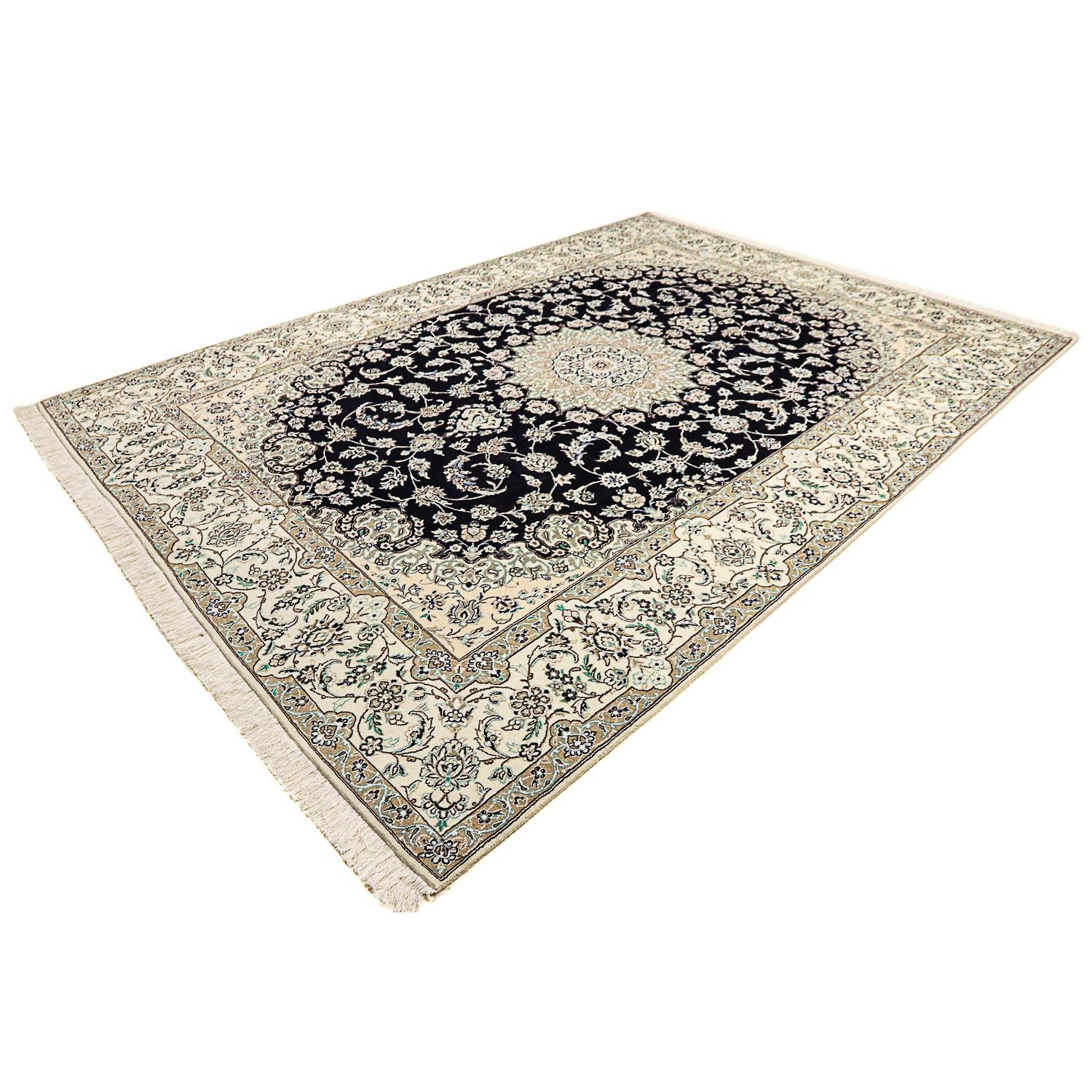 Alfombra Persa - Nain - Real - 345 x 246 cm - azul oscuro