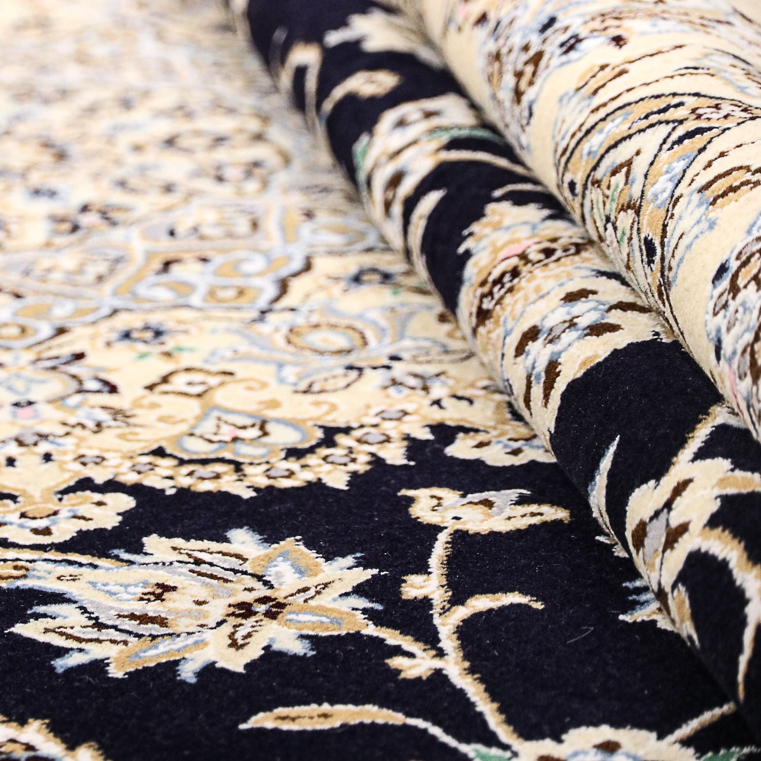 Alfombra Persa - Nain - Real - 359 x 252 cm - azul oscuro