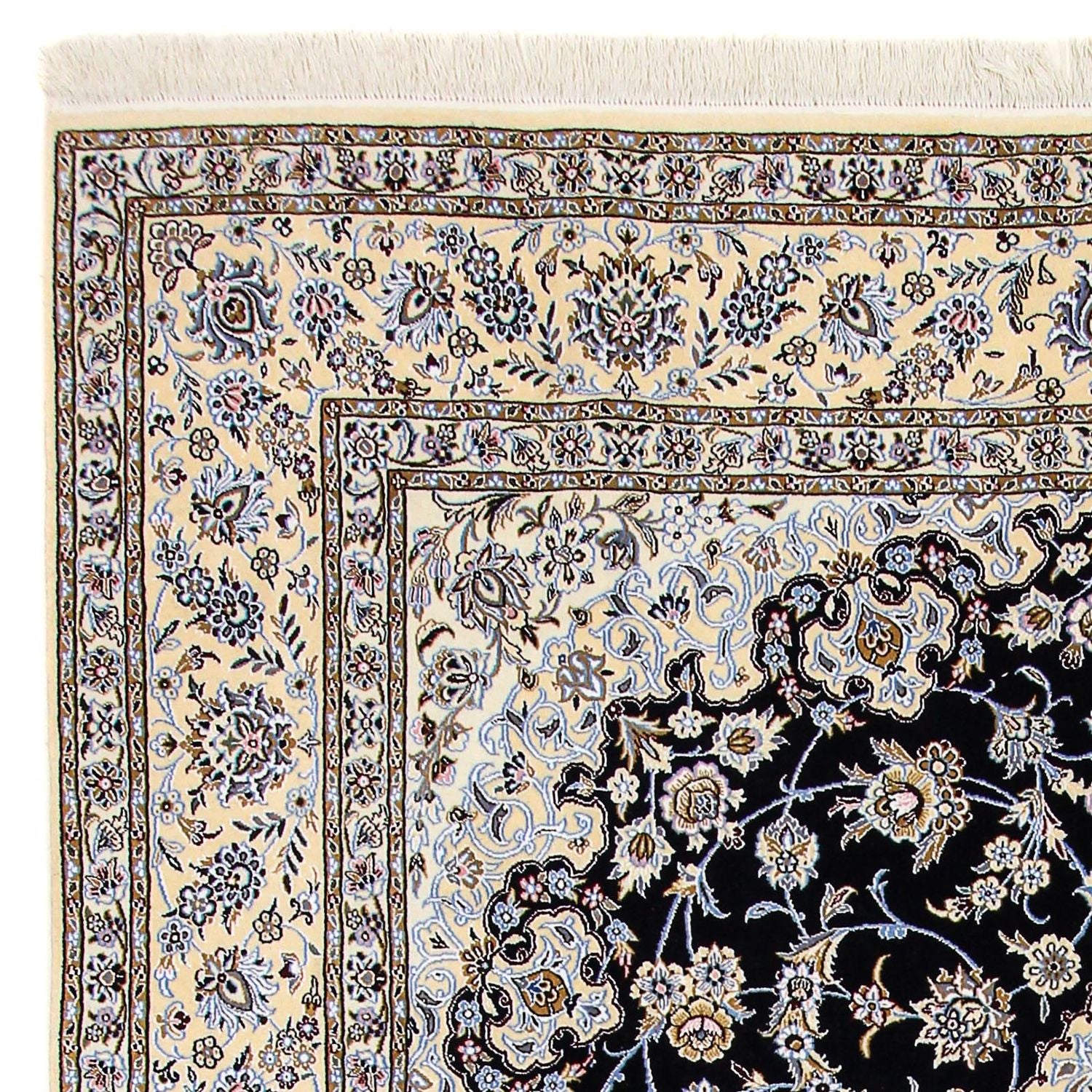 Alfombra Persa - Nain - Real - 356 x 248 cm - azul oscuro