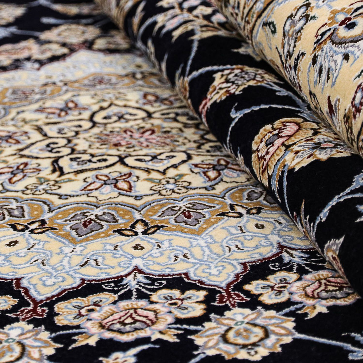 Alfombra Persa - Nain - Real - 356 x 248 cm - azul oscuro