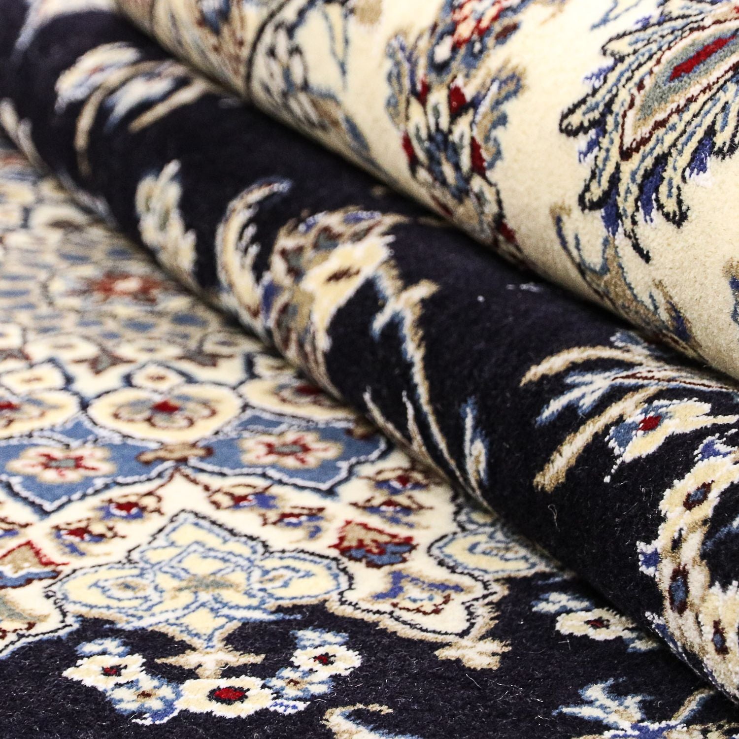 Alfombra persa - Nain - 297 x 246 cm - azul oscuro