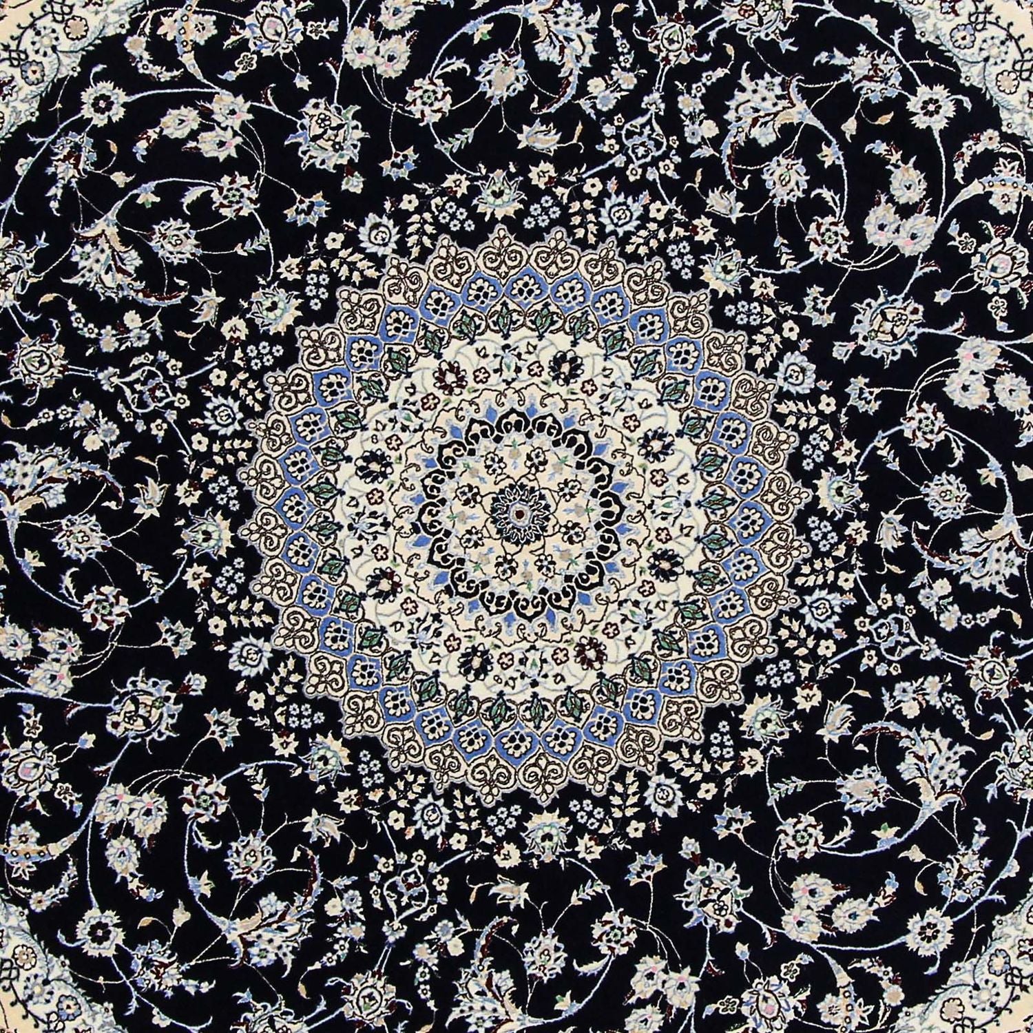 Alfombra Persa - Nain - Prima redondo  - 250 x 250 cm - azul oscuro