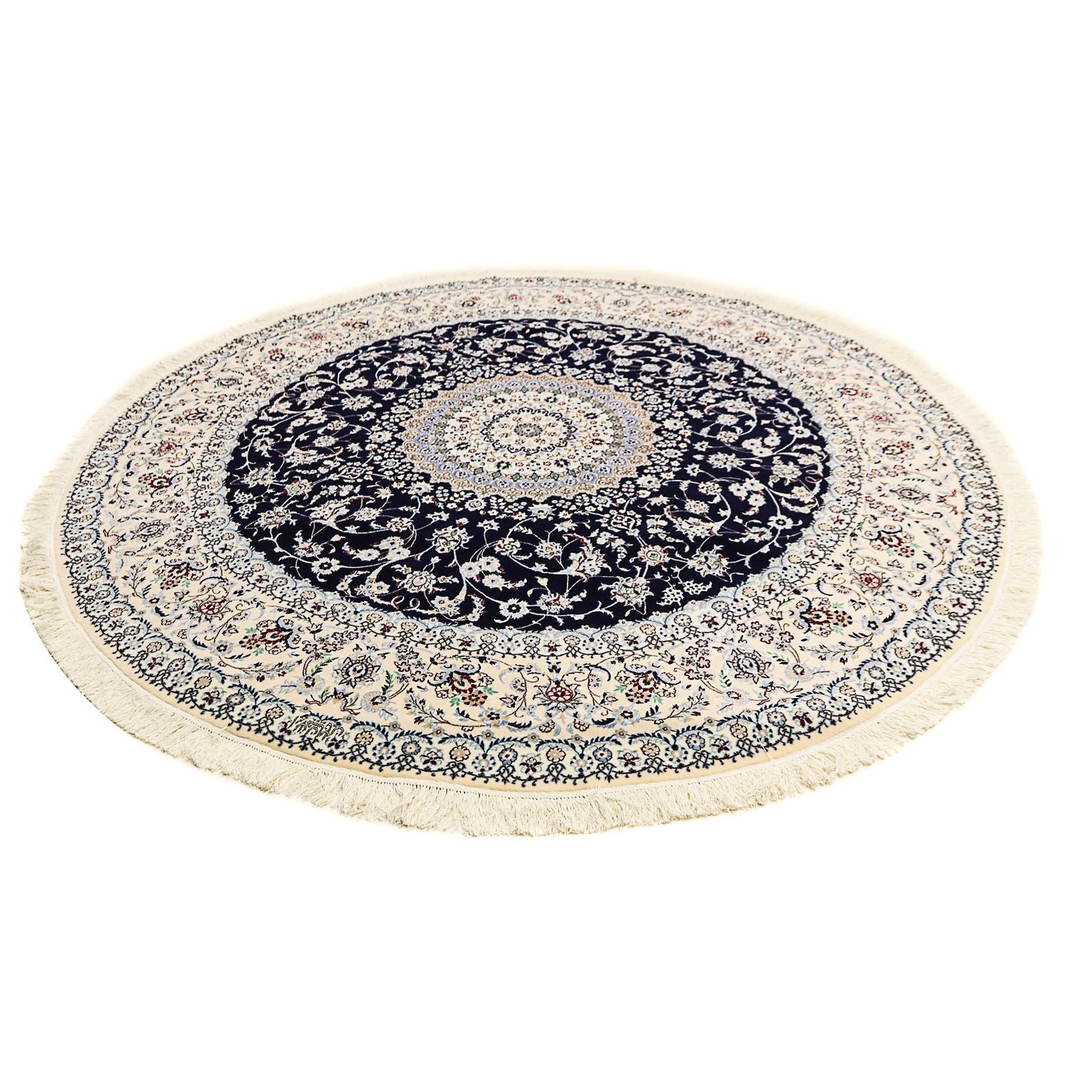 Alfombra Persa - Nain - Prima redondo  - 250 x 250 cm - azul oscuro