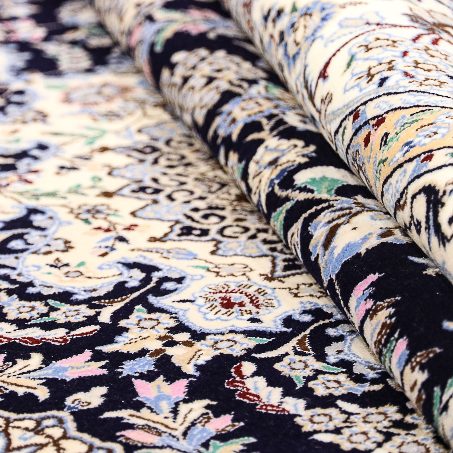 Alfombra Persa - Nain - Prima - 246 x 162 cm - azul oscuro