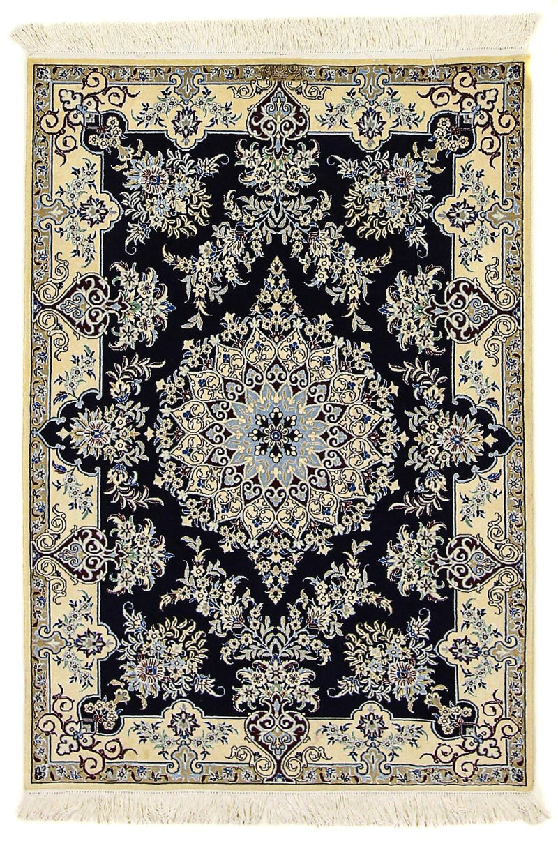 Alfombra Persa - Nain - Prima - 140 x 100 cm - azul oscuro