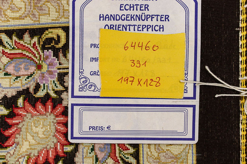 Alfombra de seda - Ghom Seda - Prima - 197 x 128 cm - azul oscuro