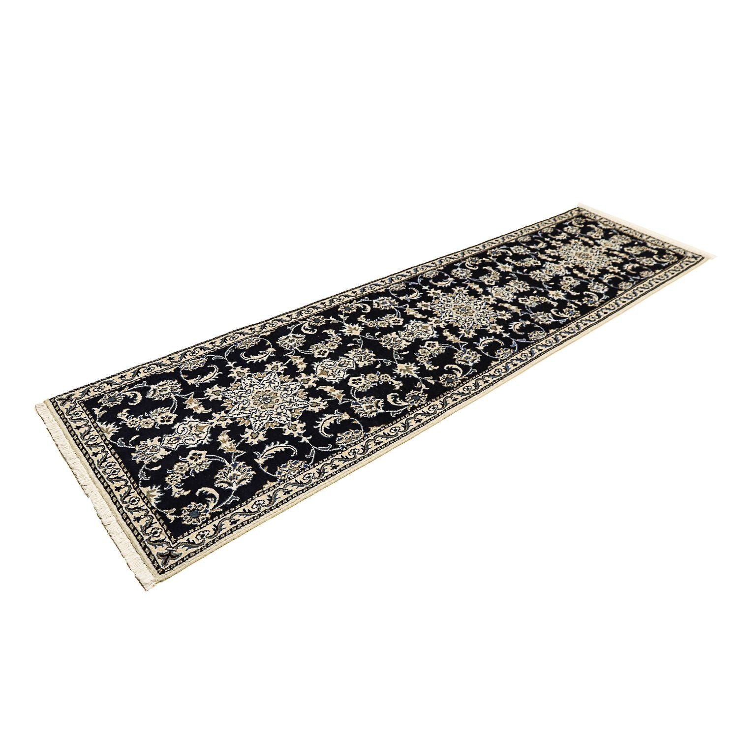Alfombra de pasillo Alfombra persa - Nain - 290 x 78 cm - azul oscuro