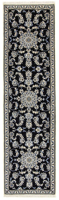 Alfombra de pasillo Alfombra persa - Nain - 290 x 80 cm - azul oscuro