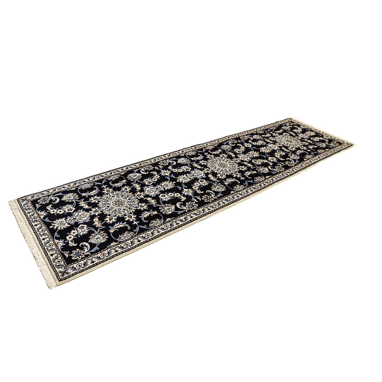 Alfombra de pasillo Alfombra persa - Nain - 290 x 80 cm - azul oscuro