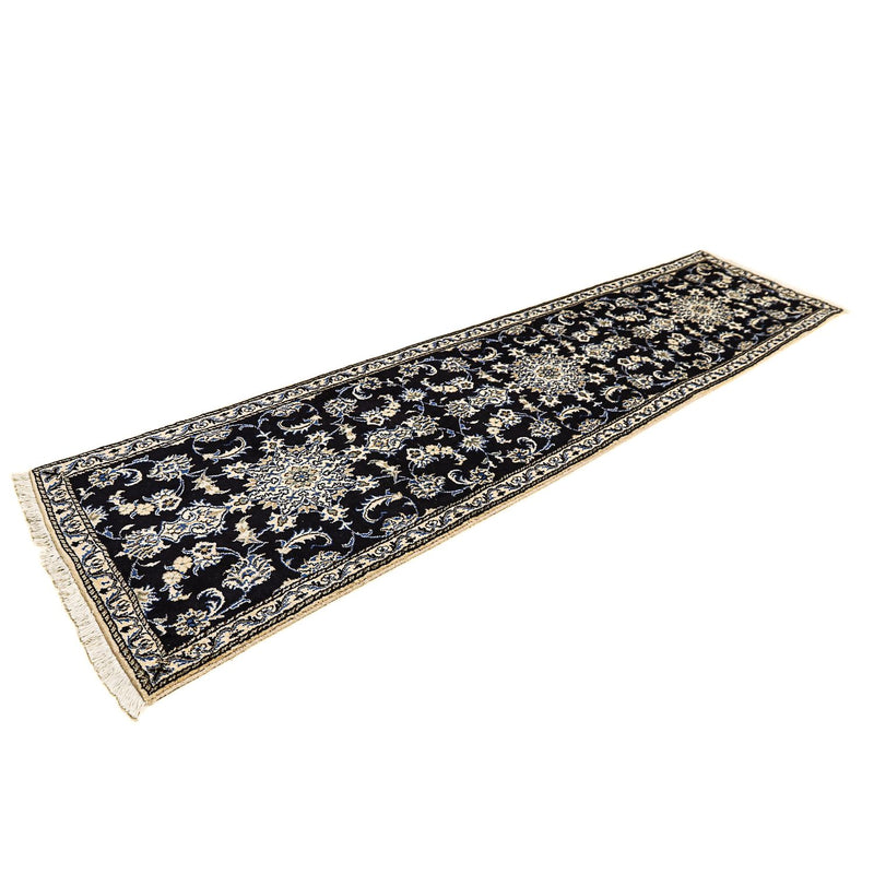 Alfombra de pasillo Alfombra persa - Nain - 310 x 78 cm - azul oscuro